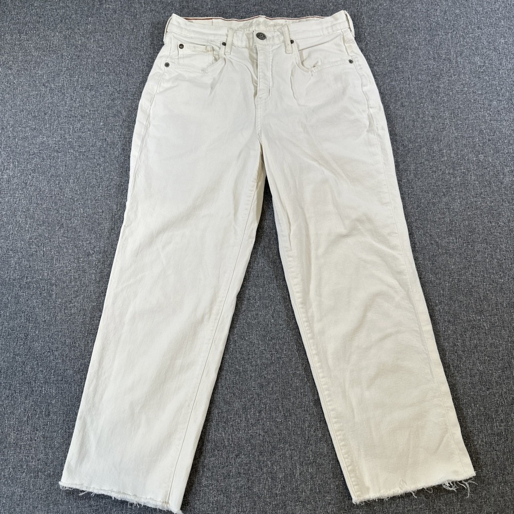 Eddie Bauer White Low Mid Rise‎ Slightly Curvy Skinny Raw Hem Ankle Jeans Size 6